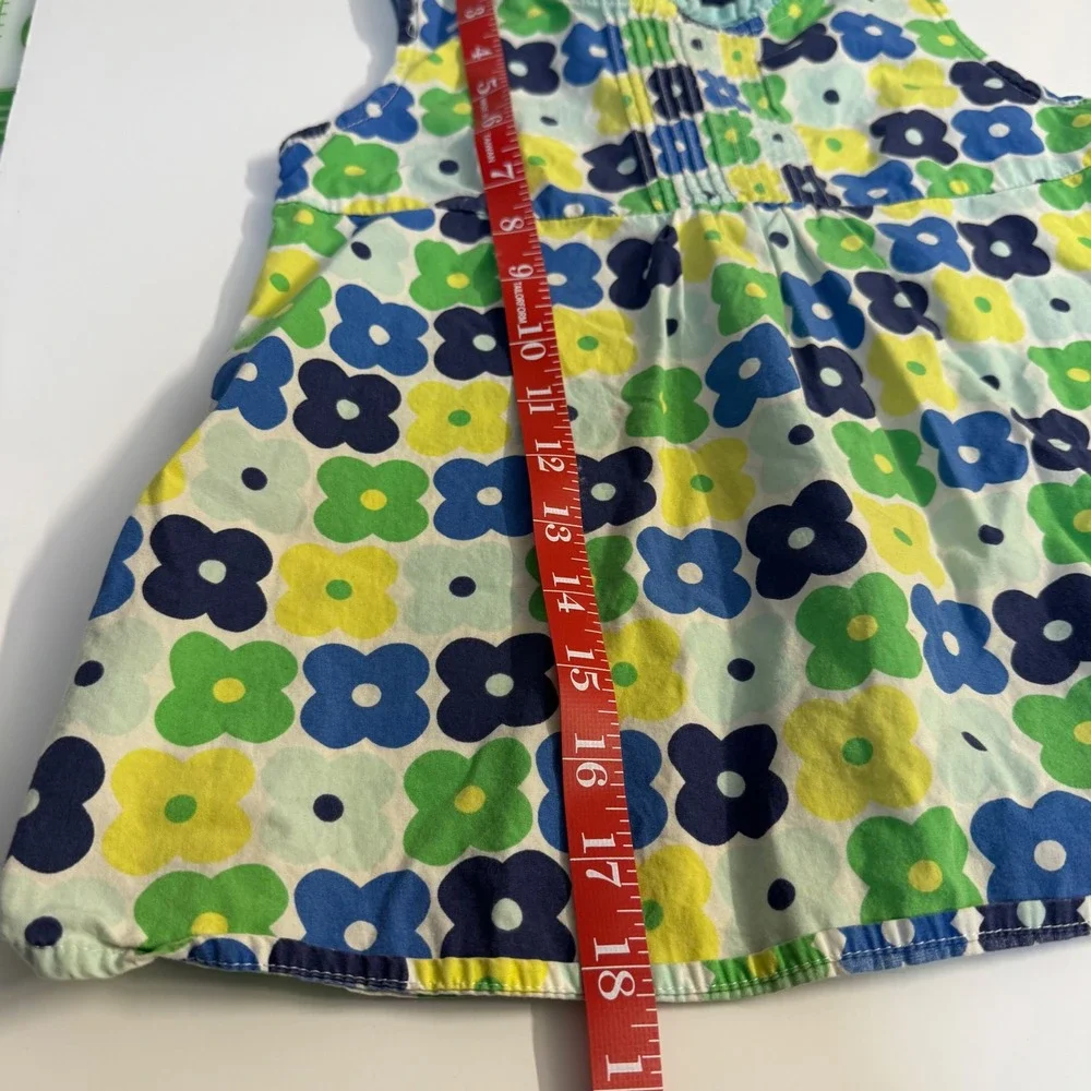 2008 Gymboree Girls Size 8 Blue Green Yellow Floral Sleeveless Cotton Top